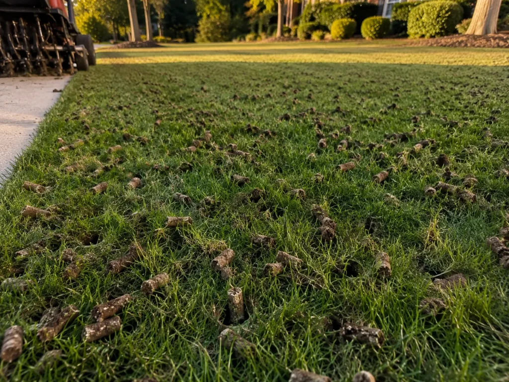 Lawn aeration in Troutman NC by Green Ridge Landscaping