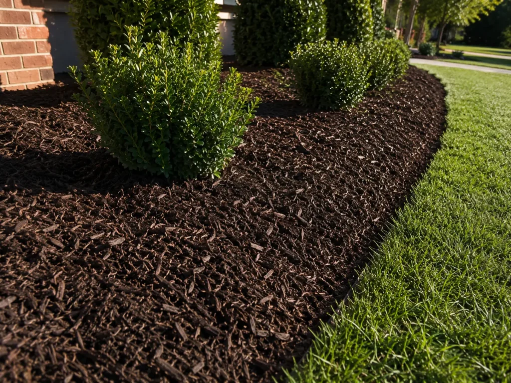 Mulch installation in Troutman NC by Green Ridge Landscaping