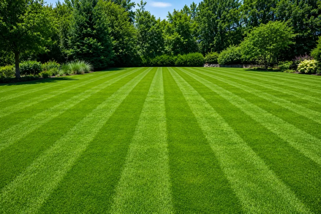 clear mowing lawn stripes pattern in Troutman NC by Green Ridge Landscaping